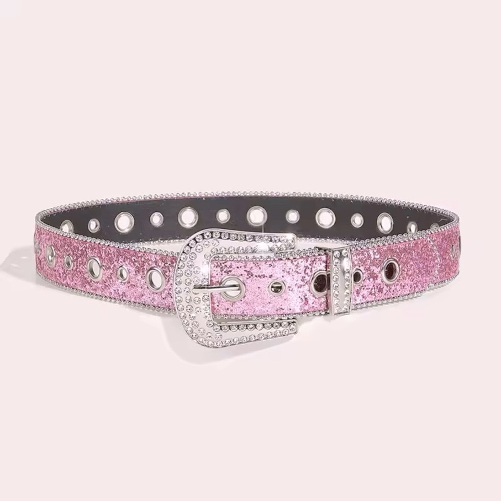 Pink Sequin Rhinestone Girly Glam Belt